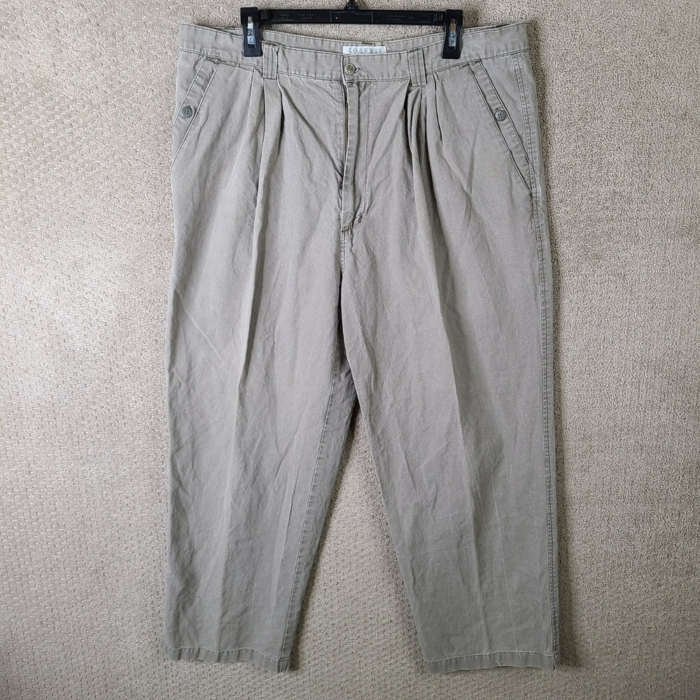 Vintage Reed St James Loafers Pants Mens 40x30 (37x28) Beige Pleated Ramie Blend